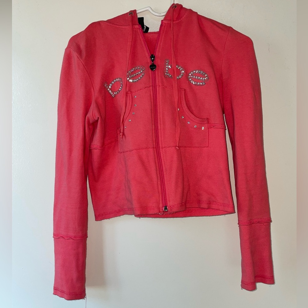 Cropped Bebe Rhinestone Logo hoodie